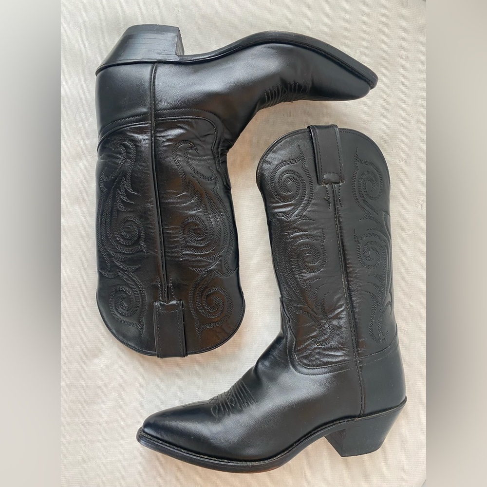 Tony Lama Black Heeled Boots